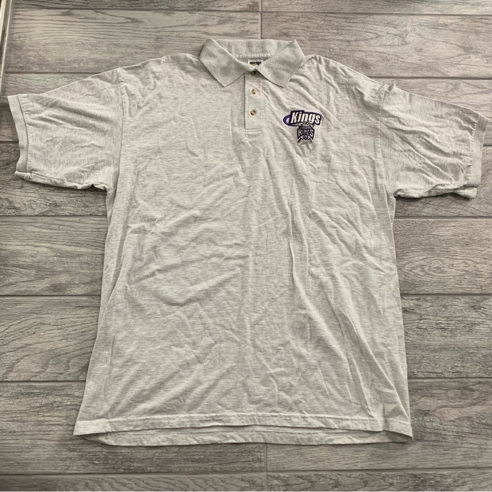 Vintage Sacramento Kings Mens Polo Grey Size 2XL Embroidered Logo RARE Playoffs